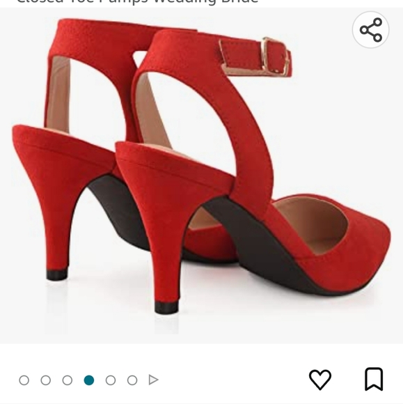 ORIPLALLA Heels for Women Dress Shoes Low Heel Ankle Strap Slingback D'Orsay Red - Picture 4 of 13